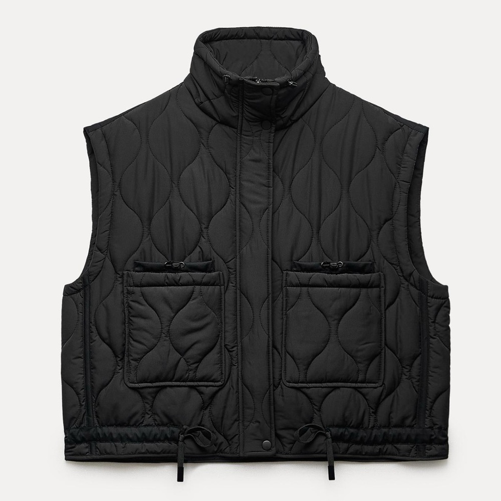 Black Quilted Vest Zara